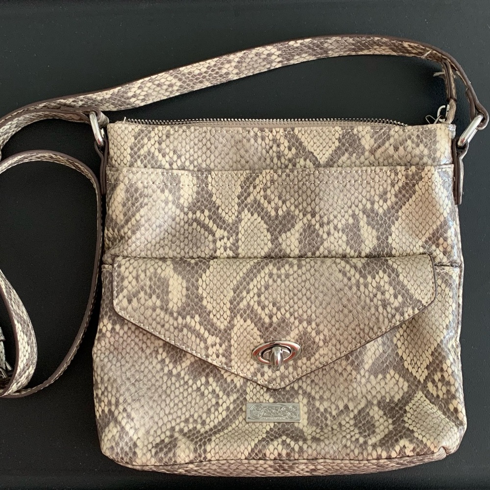 Carlos by Carlos Santana Beige Snakeskin Crossbody Bag